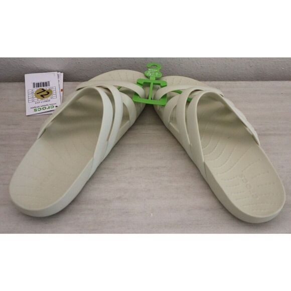 Crocs 208217-2Y2 Women's Sz 7 Bone/Off White Splash Strappy Slide Sandals - Picture 2 of 10